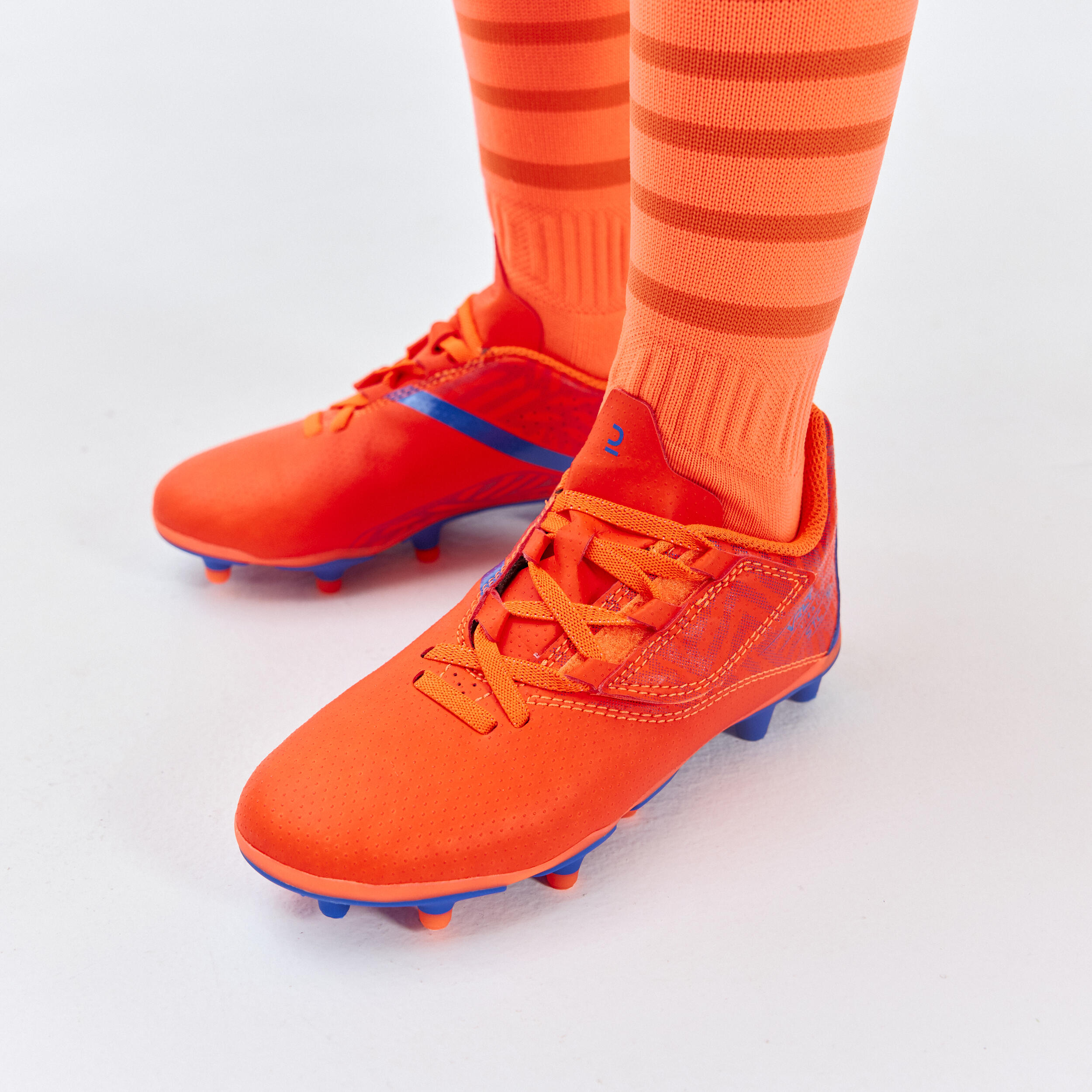 Kids' Rip-Tab Football Boots Viralto I Easy FG - Orange/Blue 9/11