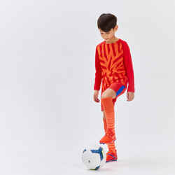 Kids' Football Socks Viralto Club - Red with Stripes