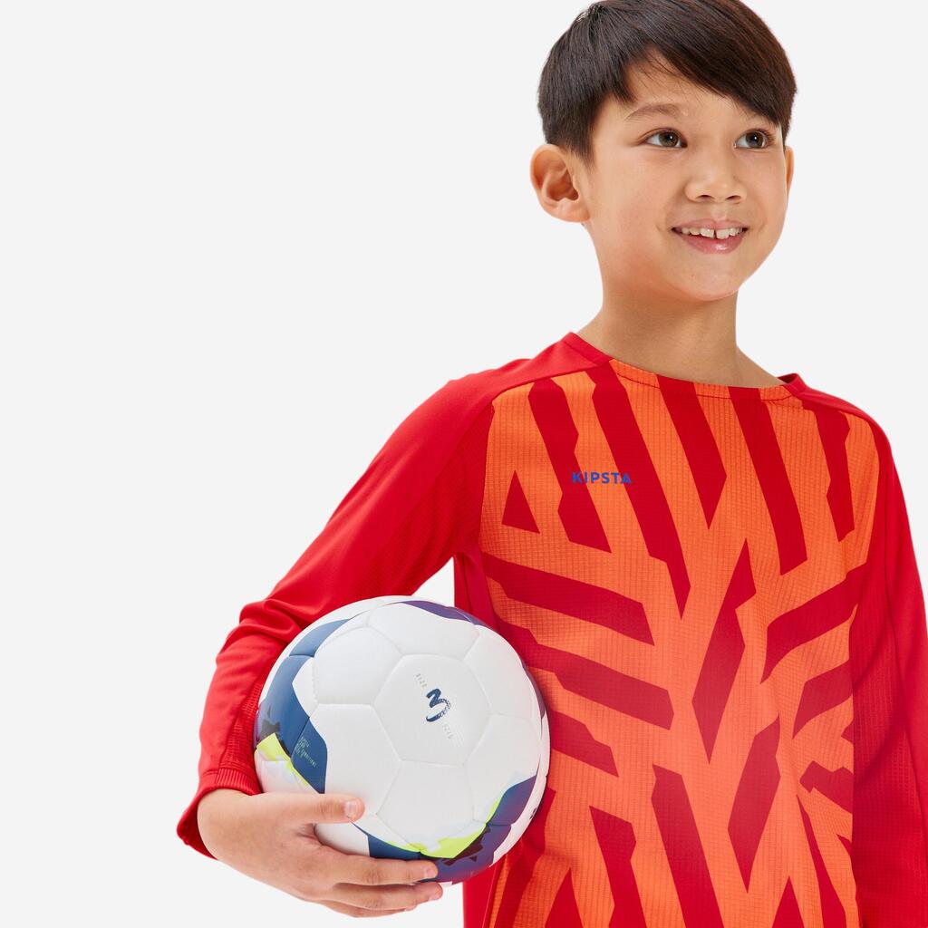 Kinder Fußball Trikot langarm - Viralto Aqua orange/rot
