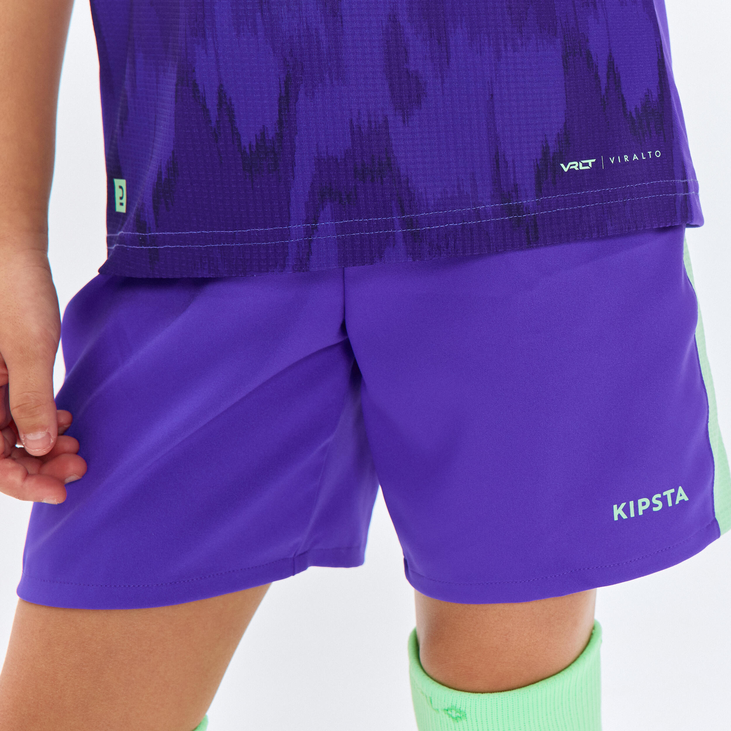 Kids' Football Shorts Viralto - Alpha Purple/Water Green 7/14