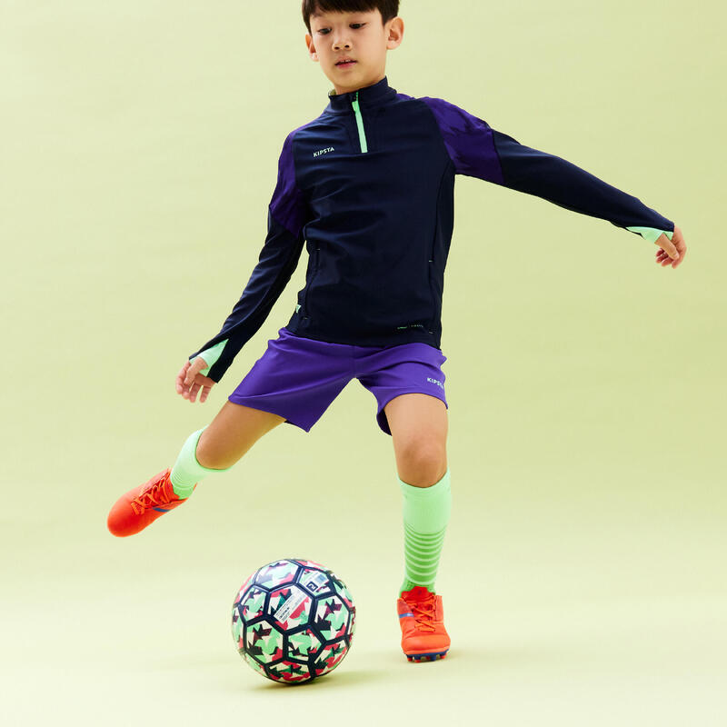 Pantaloncini calcio bambino VIRALTO viola-verde