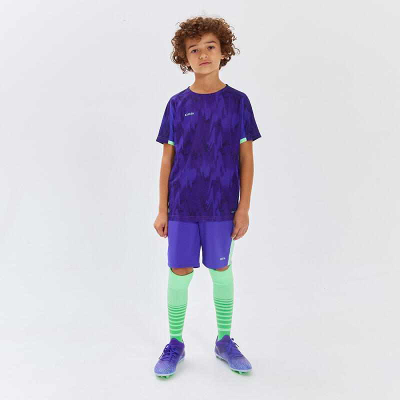 Voetbalshort voor kinderen Viralto Alpha paars/watergroen