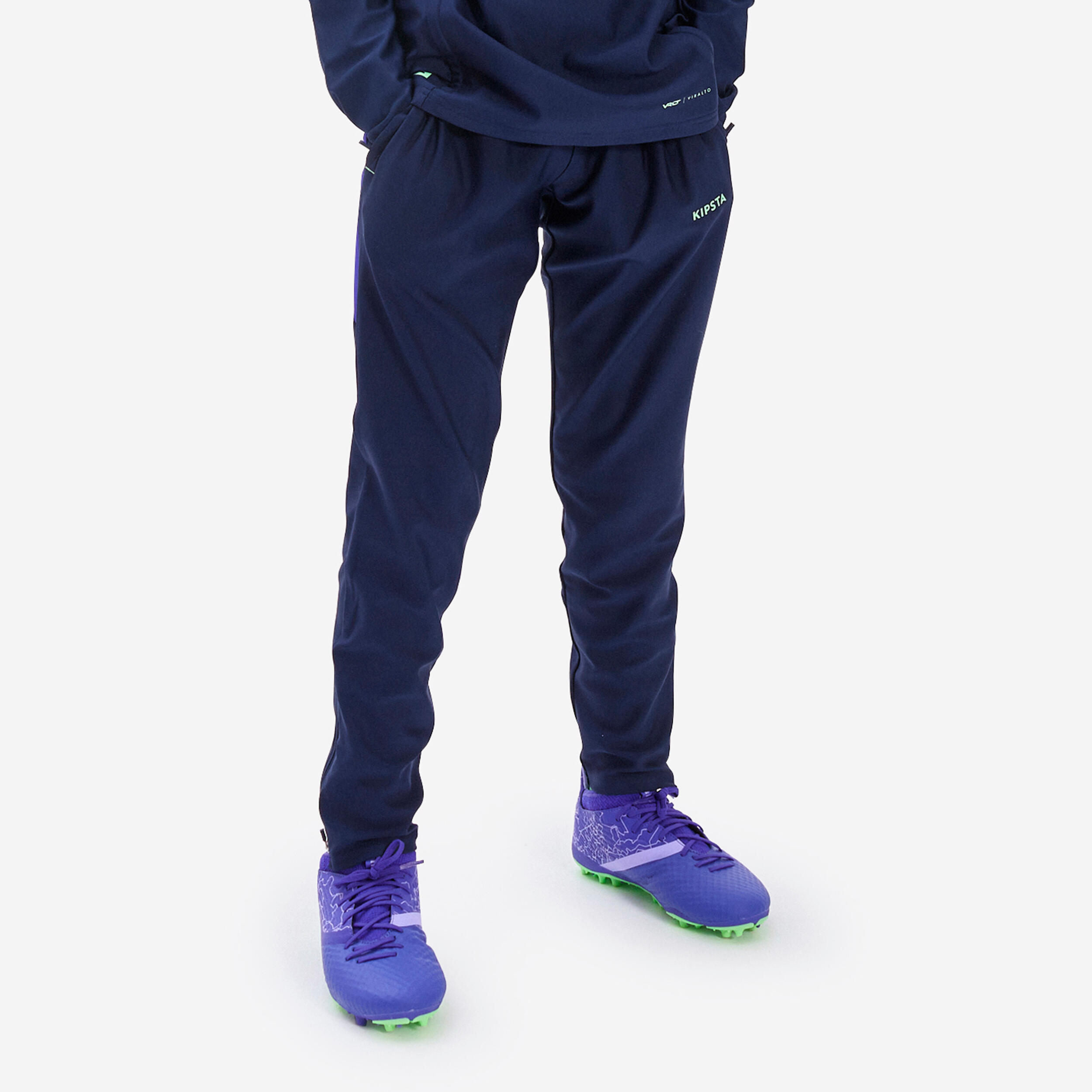 VIRALTO JR ALPHA maglia da calcio con 1/2 zip di colore blu, viola e verde acqua