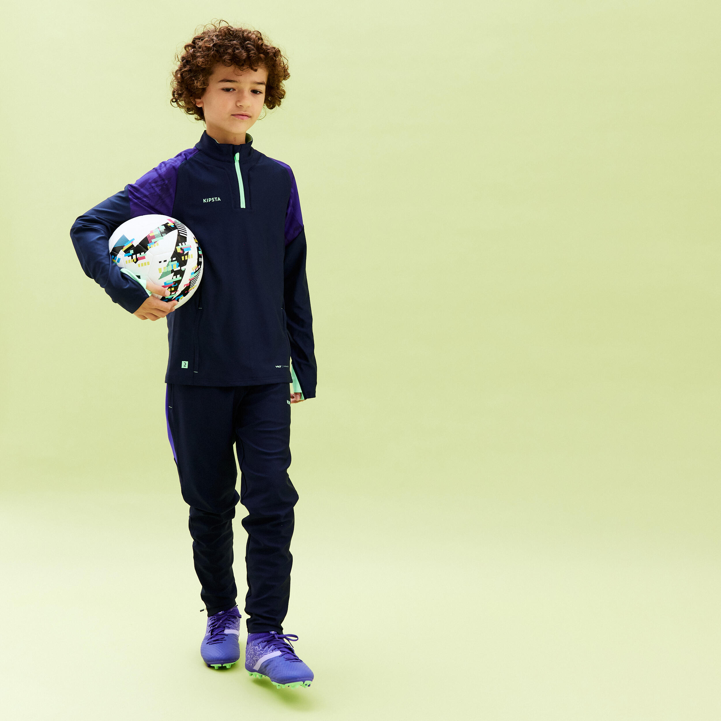 Kids' Football Half-Zip Sweatshirt Viralto Alpha - Navy/Purple/Sea Green 8/8