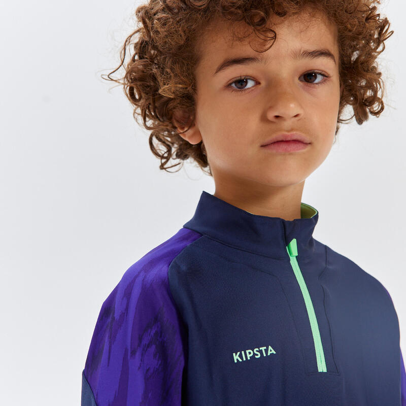 Felpa calcio bambino VIRALTO ALPHA 1/2 zip blu-lilla-verde