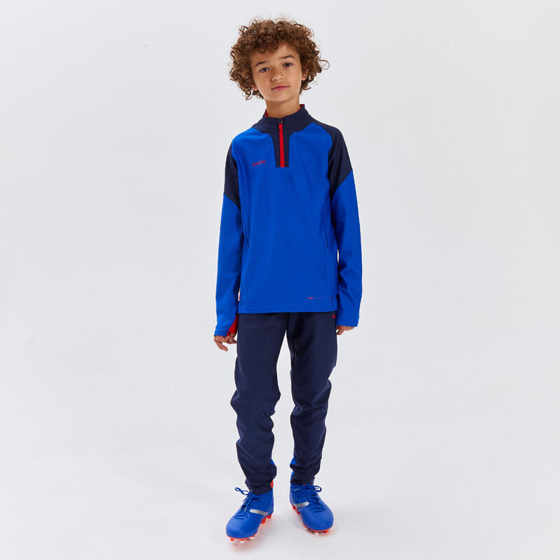 Kinder Fussball Sweatshirt mit Reissverschluss - Viralto blau/neonorange 