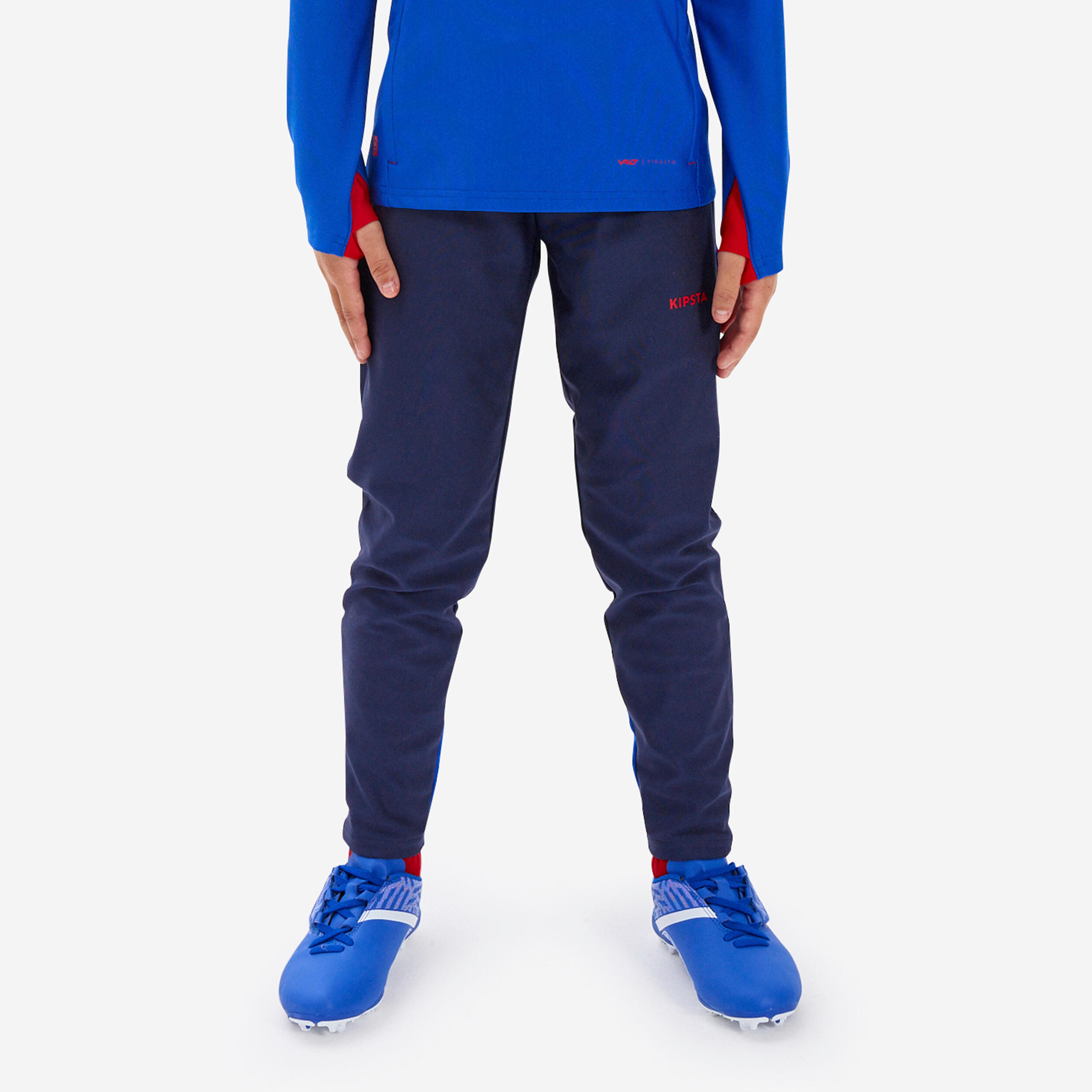 Decathlon | Felpa calcio bambino VIRALTO 1/2 zip blu-arancione fluo |  Kipsta