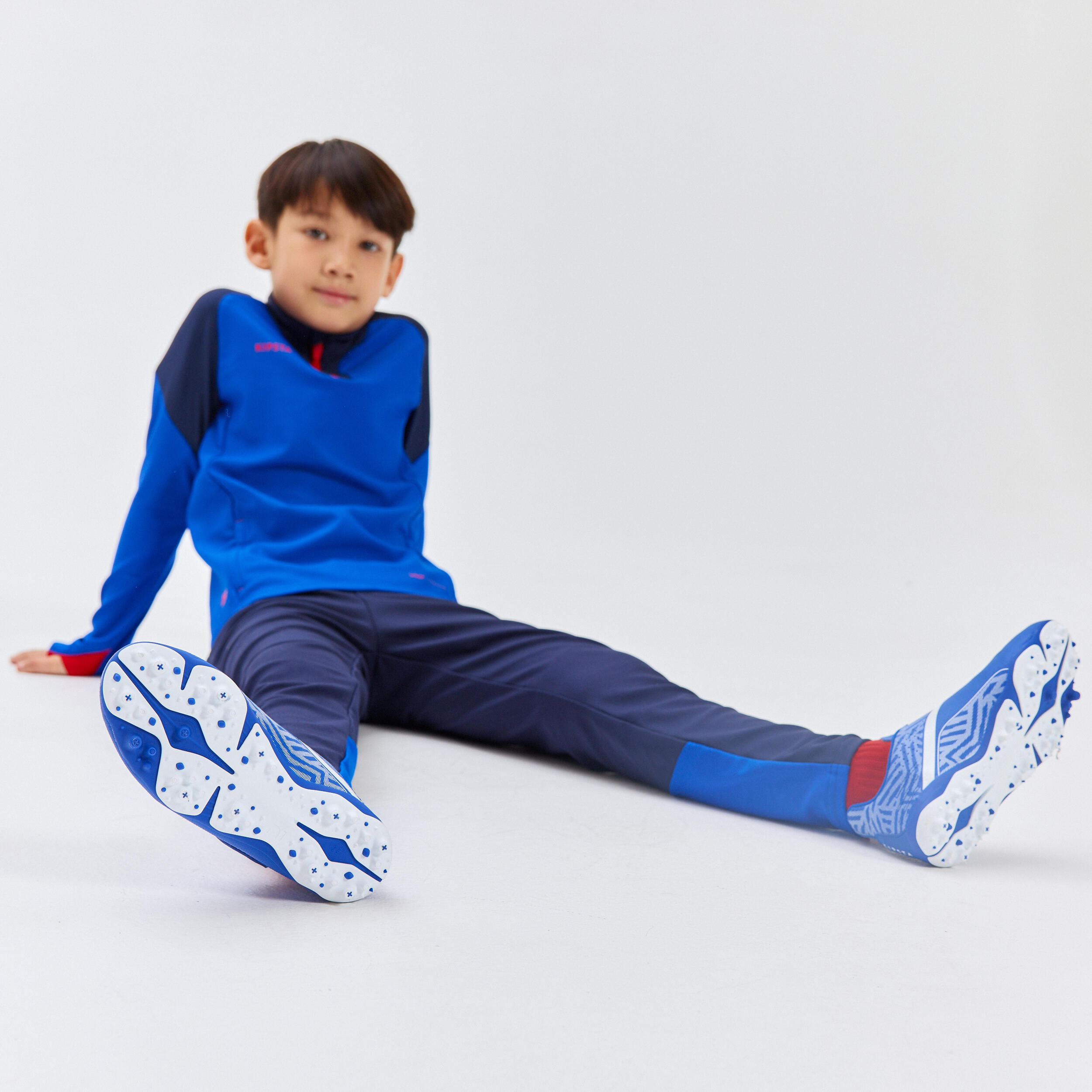 Sweatshirt Futebol 1/2 Fecho Criança VIRALTO KIDS Azul/Azul-marinho/Laranja Néon 9/9