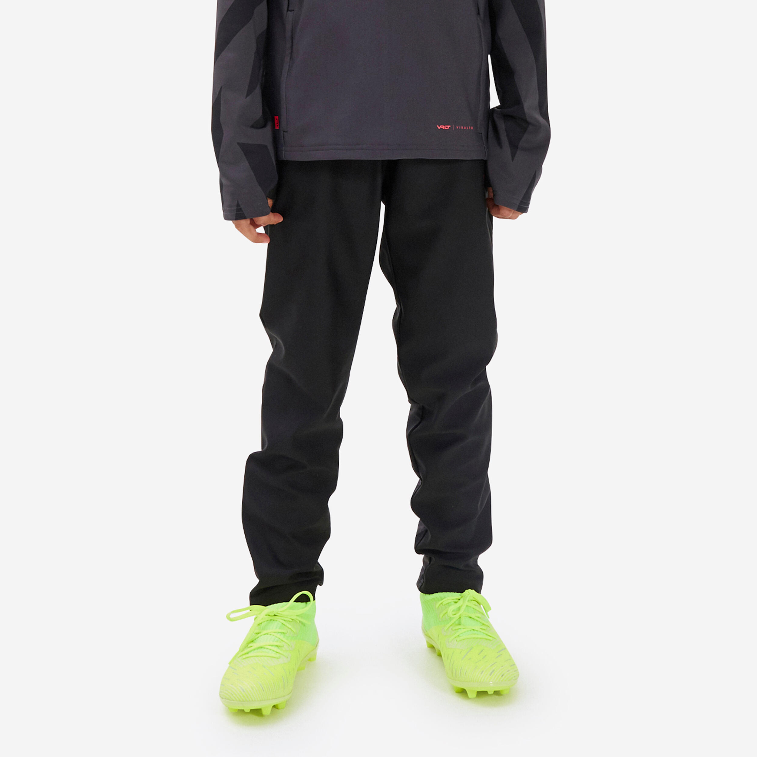 VIRALTO JR AXTON 1/2 zip soccer sweatshirt in grey, black & neon pink