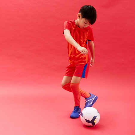 Vaikiški futbolo marškinėliai „Viralto Axton“, raudoni, oranžiniai, mėlyni