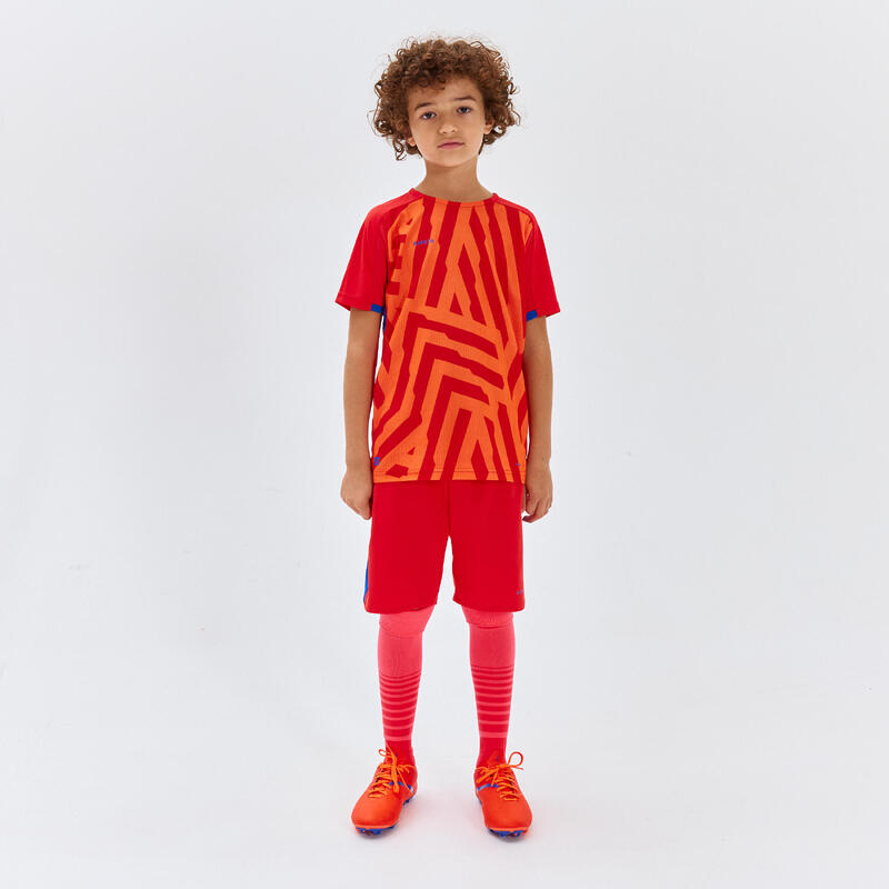 Voetbalshort voor kinderen Viralto Axton oranje/blauw