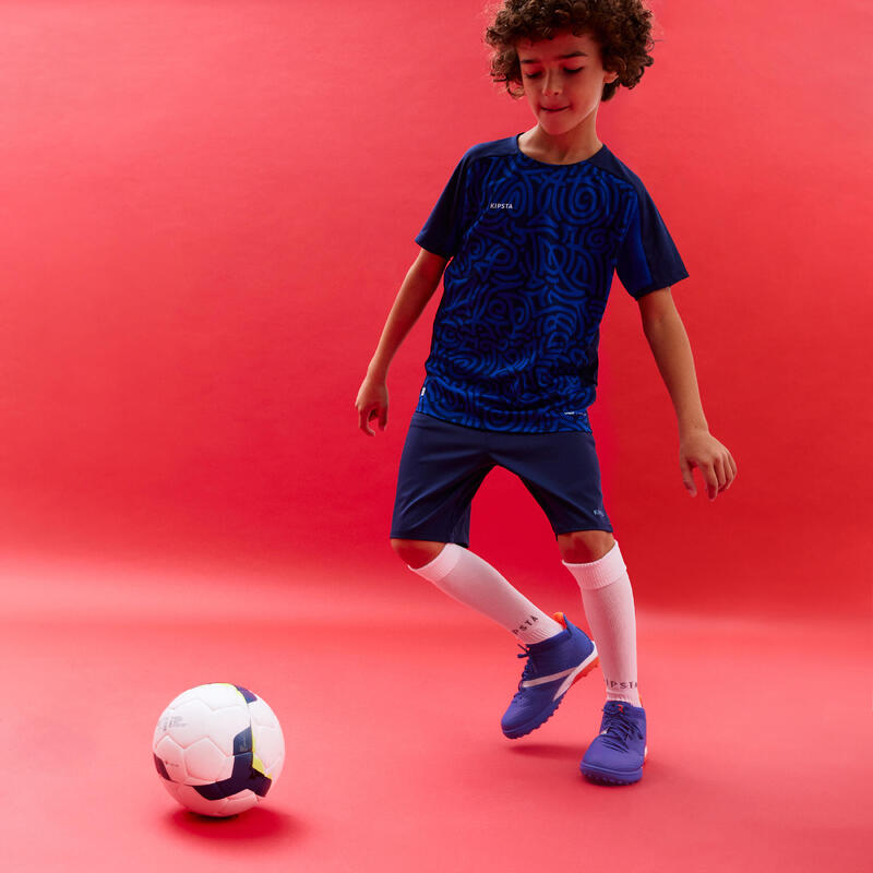 Voetbalschoenen voor kinderen Viralto III turf TF met veters blauw oranje