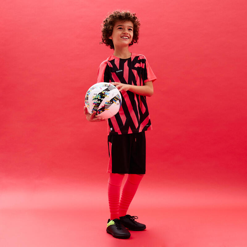 Kids' Football Shorts Viralto Axton - Black/Pink