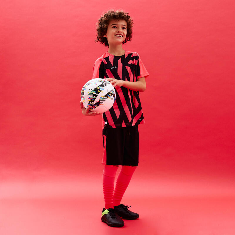 Voetbalshirt kind Viralto Axton roze/zwart