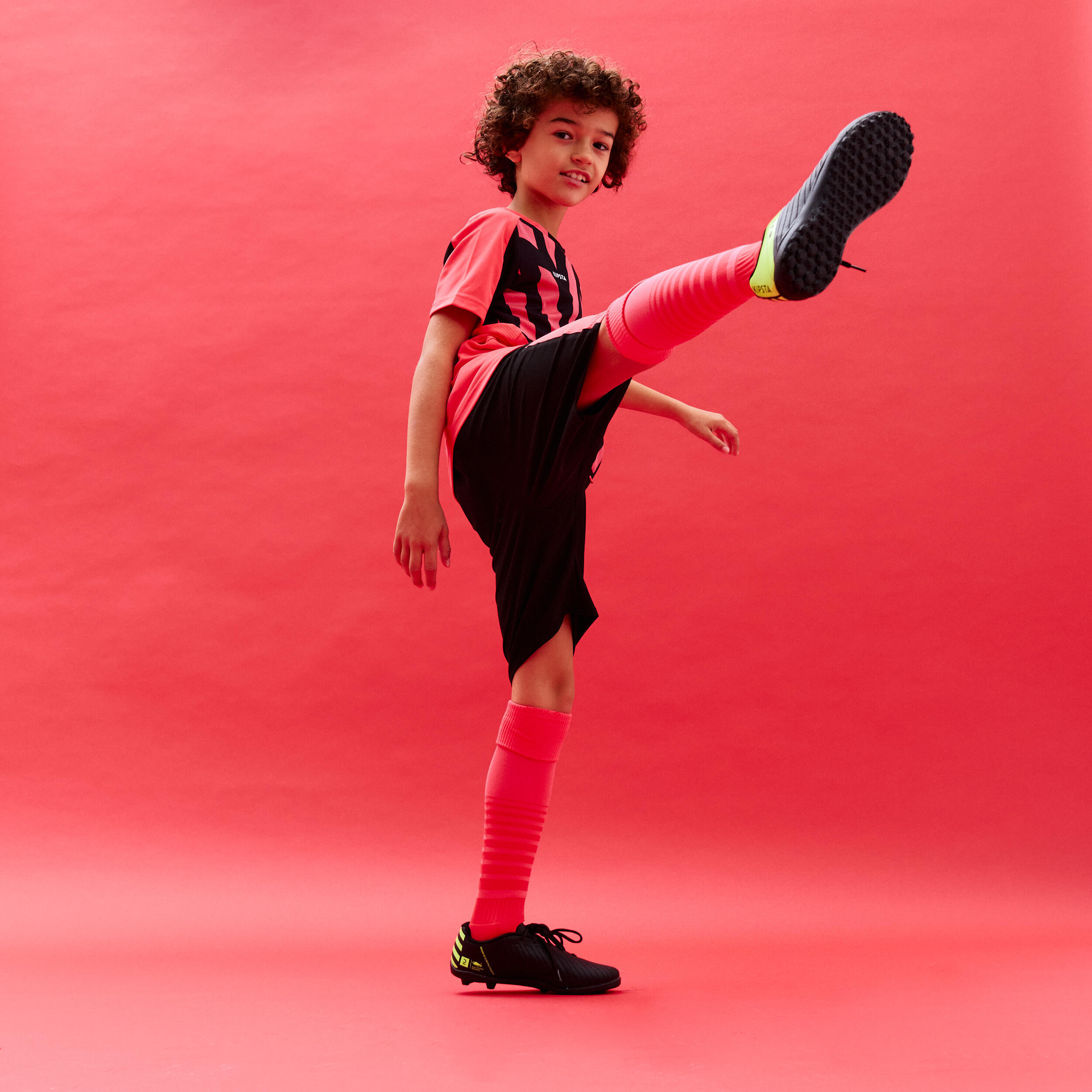 Kids' Football Shirt Viralto Axton - Pink & Black 8/11