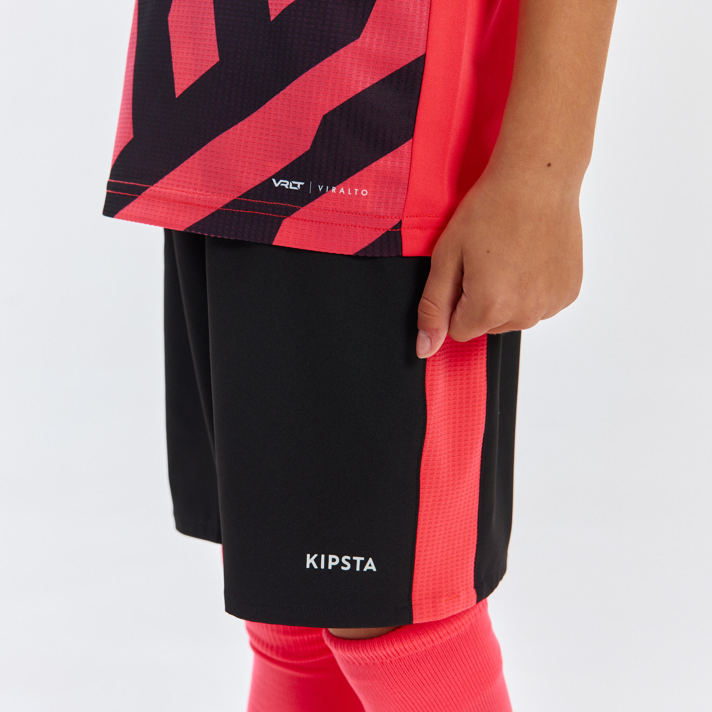 Kids' Football Shorts Viralto Axton - Black/Pink 5/12