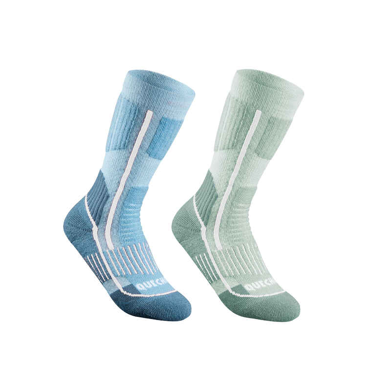 Kids hiking socks SH500 MOUNTAIN MID x2 Pairs Decathlon