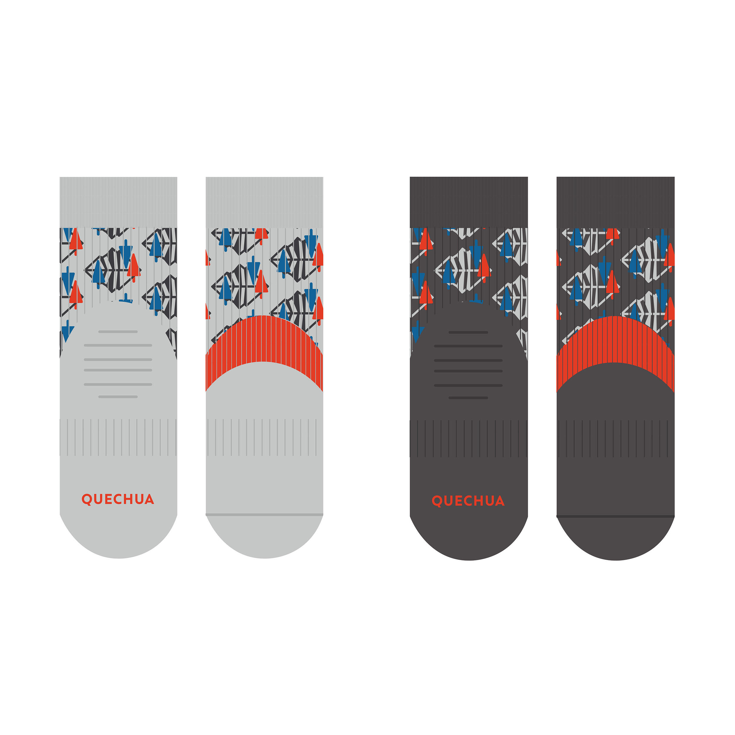 Kids’ Warm Mid-Height Hiking Socks x2 – SH 100 - QUECHUA