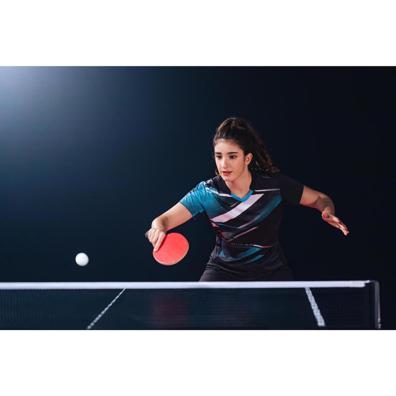T-shirt ping pong donna TTP 560 nero-azzurro