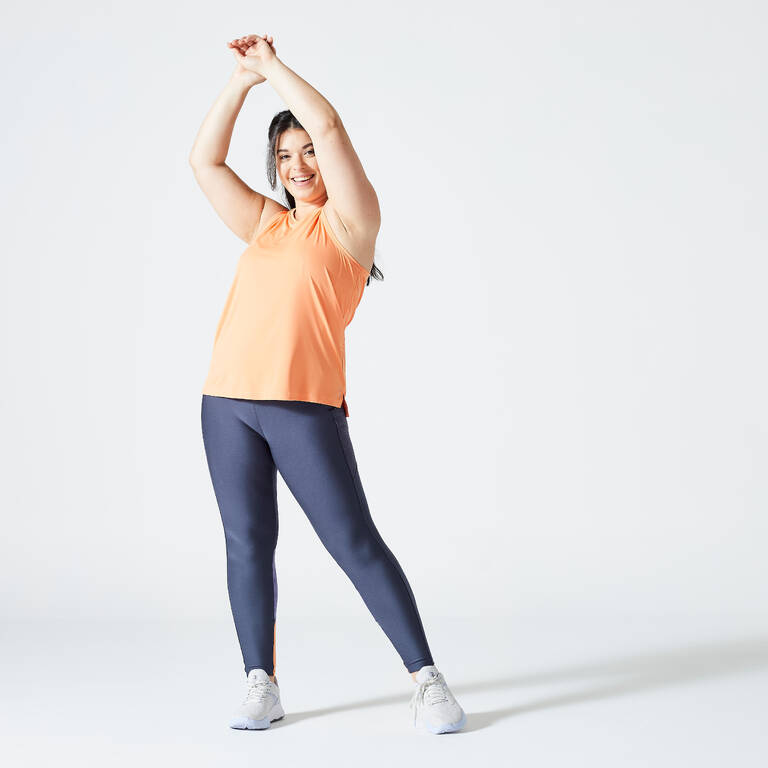 Women's phone pocket fitness high-waisted leggings, dark grey - Decathlon