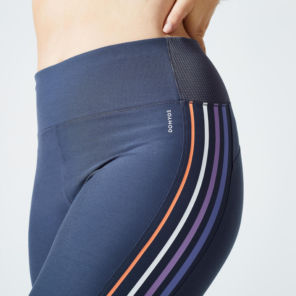 Women's High-Waisted Cropped Fitness Cardio Leggings - Navy Blue