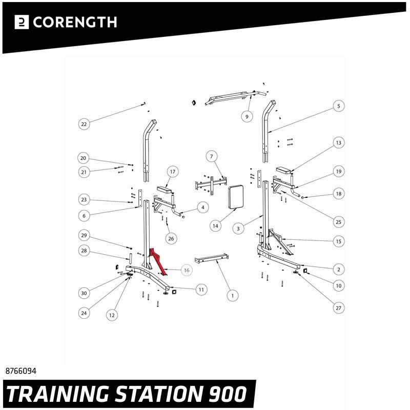 Ławka rzymska do treningu siłowego Training Station 900 - stopień lewy 