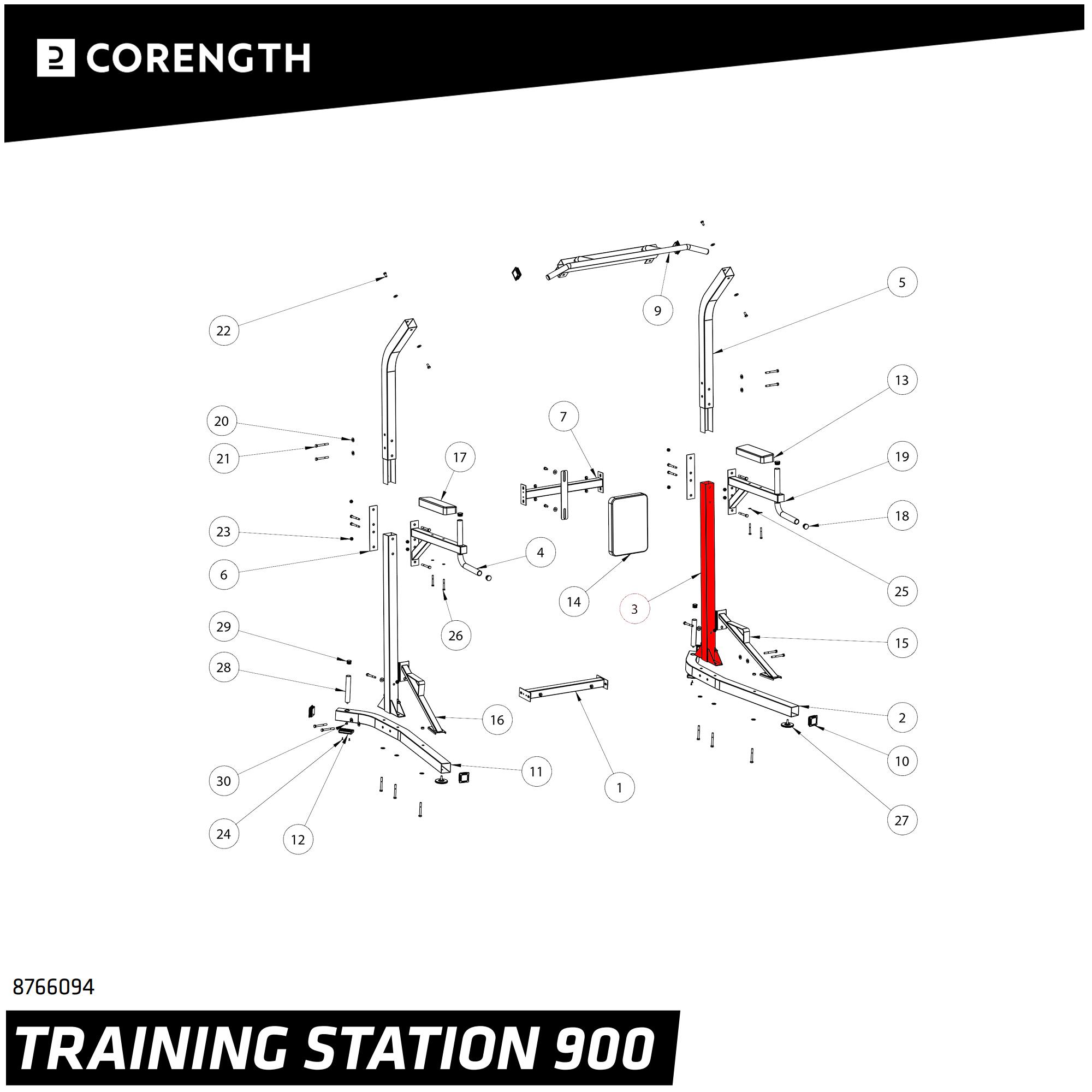 CHAISE ROMAINE TRAINING STATION 900 - MONTANT BAS GAUCHE ou DROIT 5/7