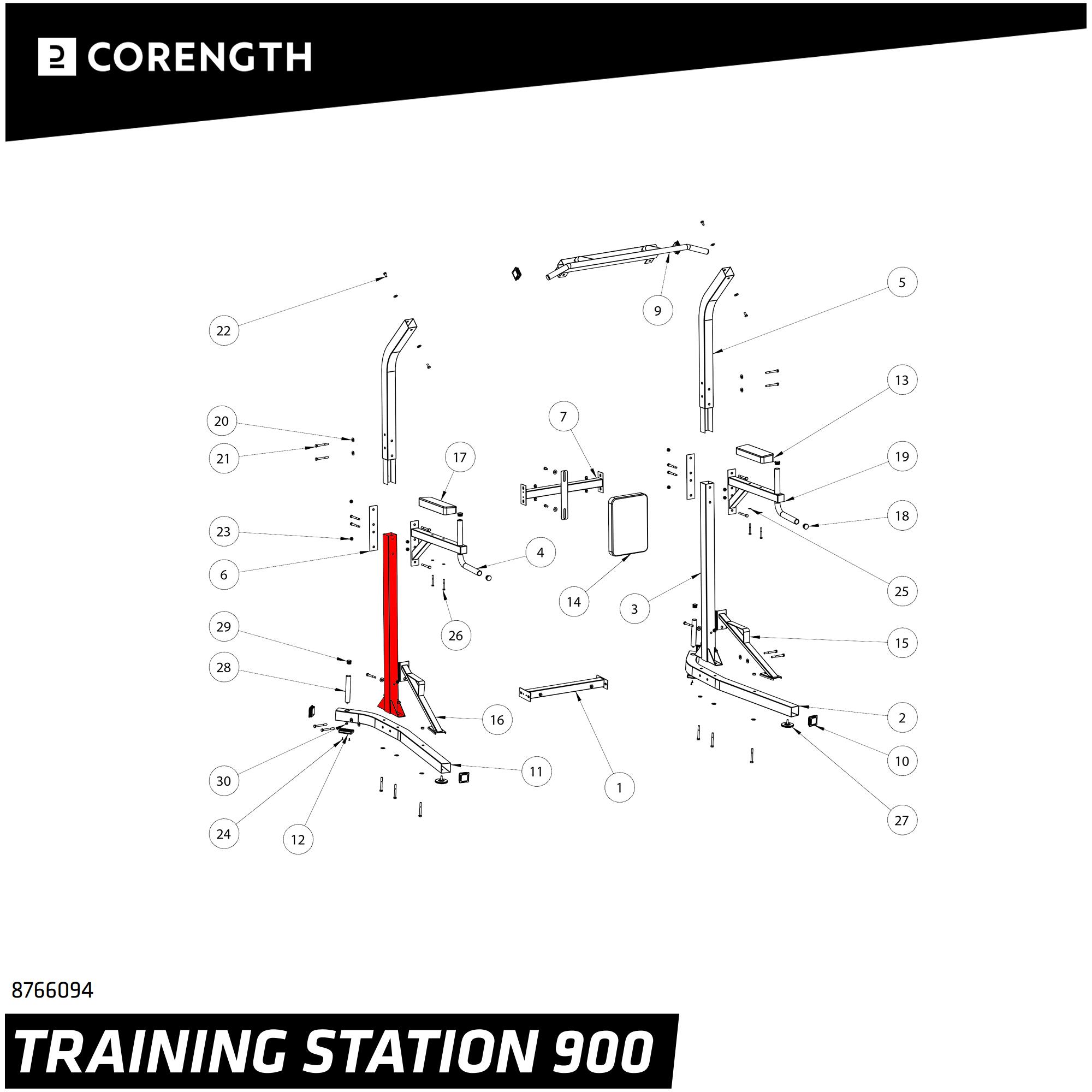CHAISE ROMAINE TRAINING STATION 900 - MONTANT BAS GAUCHE ou DROIT 4/7