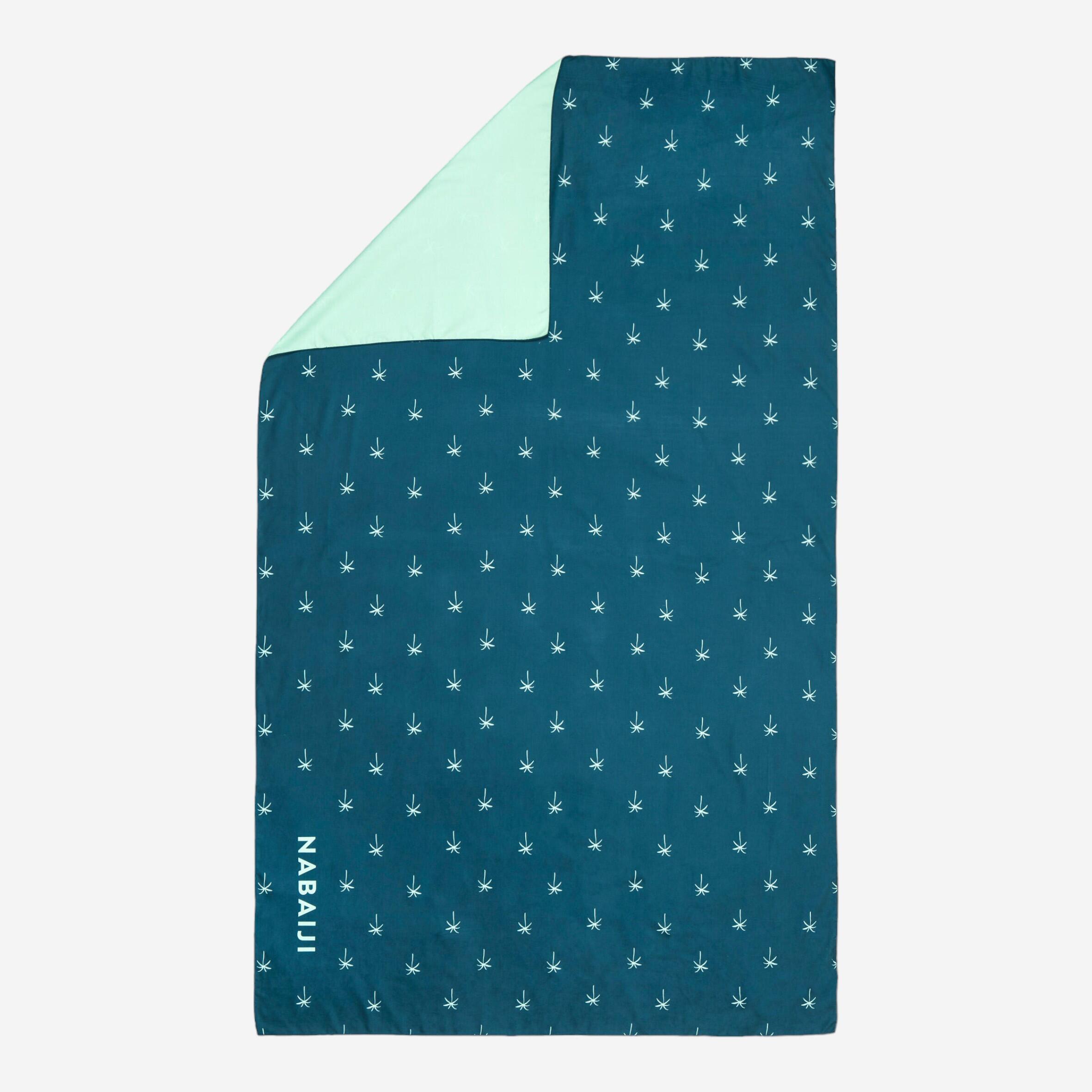 Nabaiji - Serviette De Bain Microfibre Imprimé Taille Xl 110 X 175 Cm - Serviette - Natation - Bleu-vert - Taille Unique - Decathlon