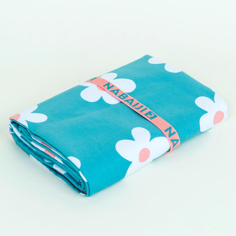 Strandlaken Groot Microvezel handdoek XL 110 x 175 cm blauw met print