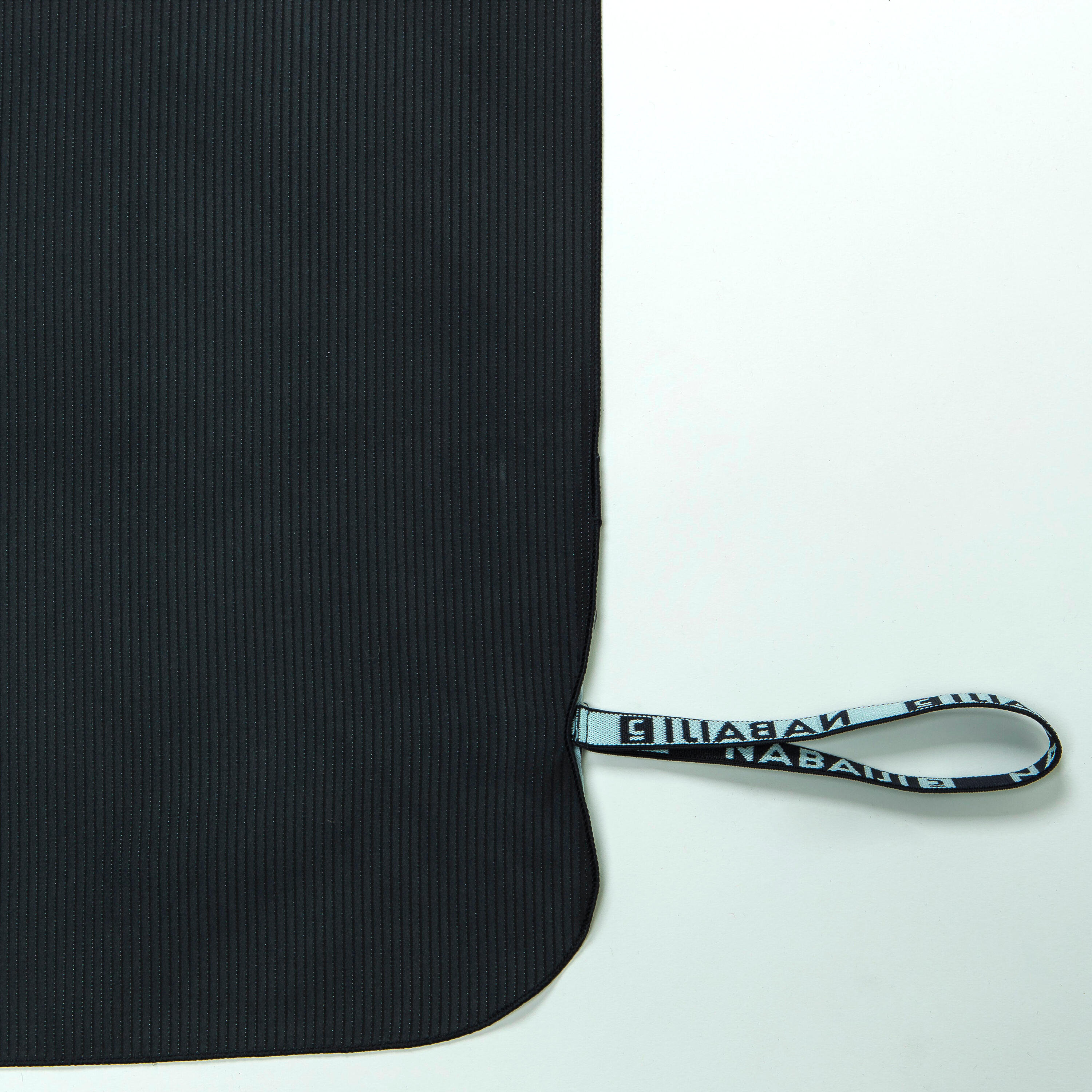 Microfibre Swimming Towel Size XL 110 x 175 cm Black/Grey Striped 3/4
