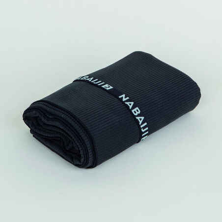 Microfibre Swimming Towel Size XL 110 x 175 cm Black/Grey Striped