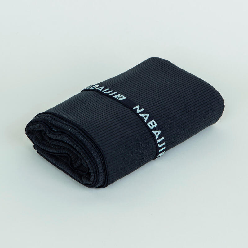 Mikrofaser-Handtuch gestreift Größe XL 110 × 175 cm - schwarz/grau