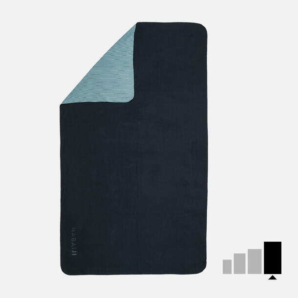 Microfibre Swimming Towel Size XL 110 x 175 cm Black/Grey Striped