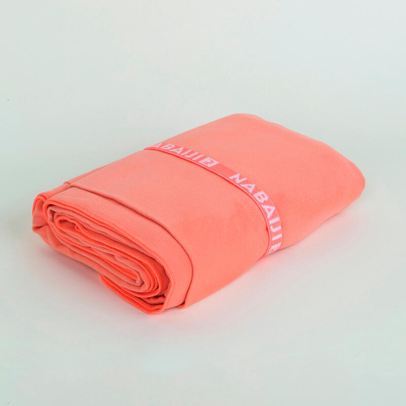 Microvezel handdoek voor zwemmen koraalrood maat XL 110 x 175 cm