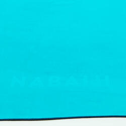 Serviette de bain microfibre double face bleu/vert  taille L 80 x 130 cm