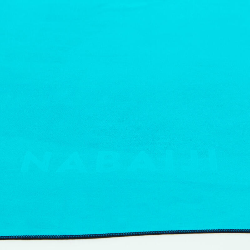 Serviette de bain microfibre double face bleu/vert taille L 80 x 130 cm