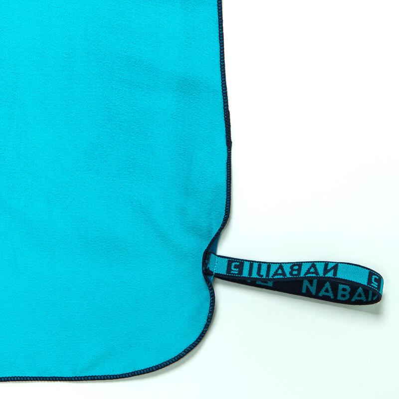Microvezel badhanddoek voor zwemmen dubbelzijdig groen/blauw maat L 80 x 130 cm