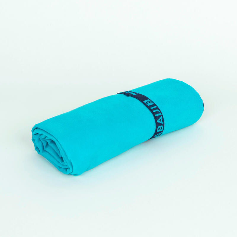 Çift Taraflı Mikrofiber Havlu - L Boy - Mavi / Yeşil - 80 X 130 cm