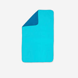 Microvezel badhanddoek voor zwemmen dubbelzijdig groen/blauw maat L 80 x 130 cm