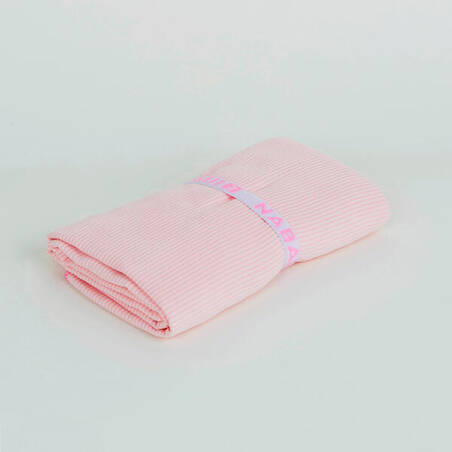 Microfibre Swimming Towel Size L 80 x 130 cm - Striped Light Pink