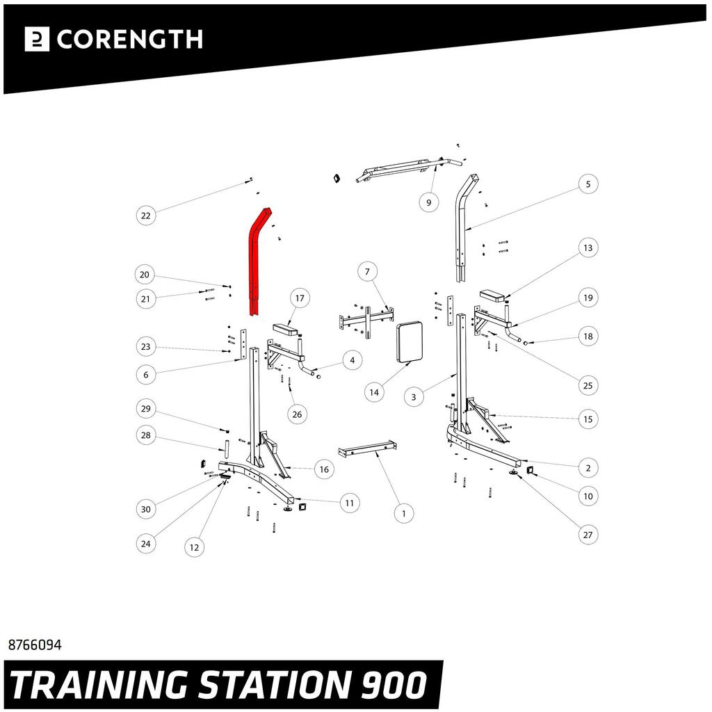 “Roman Chair Training Station 900” augšējais kreisais statnis