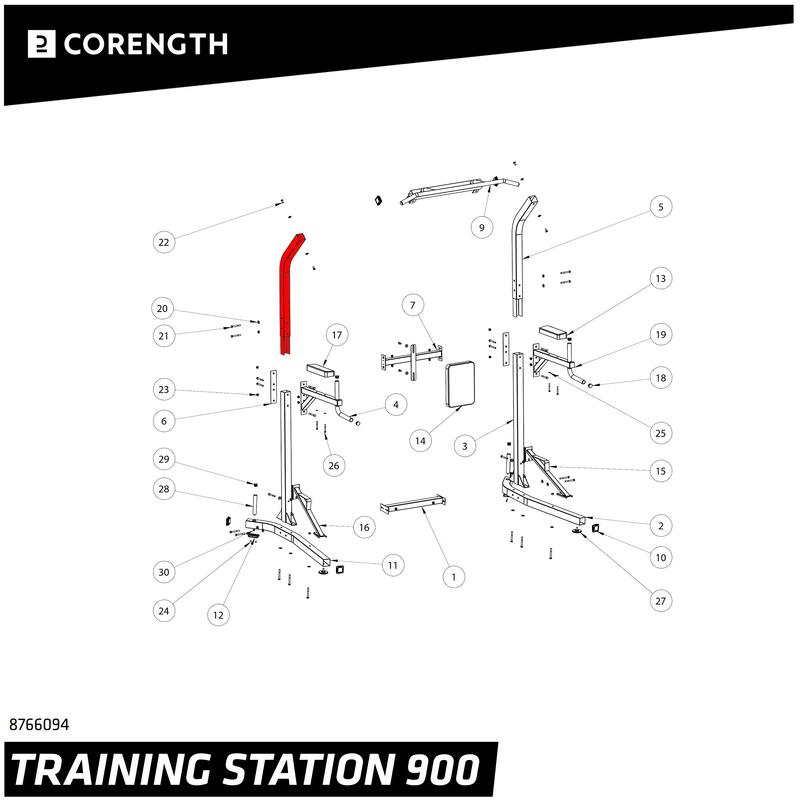 Cadeira Romana de Musculação Training Station 900- Montante Superior esquerdo