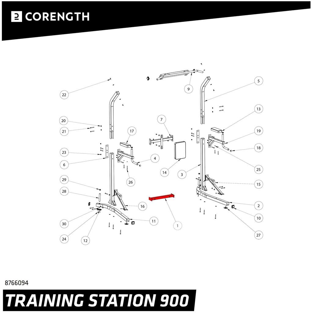 ДОЛНА НАПРЕЧНА ГРЕДА ЗА КОМБИНИРАНА СТОЙКА TRAINING STATION 900