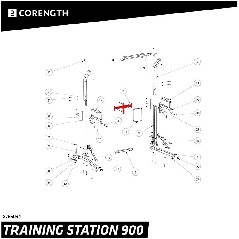 Cadeira Romana de Musculação Training Station 900 - TRAVE DO MEIO