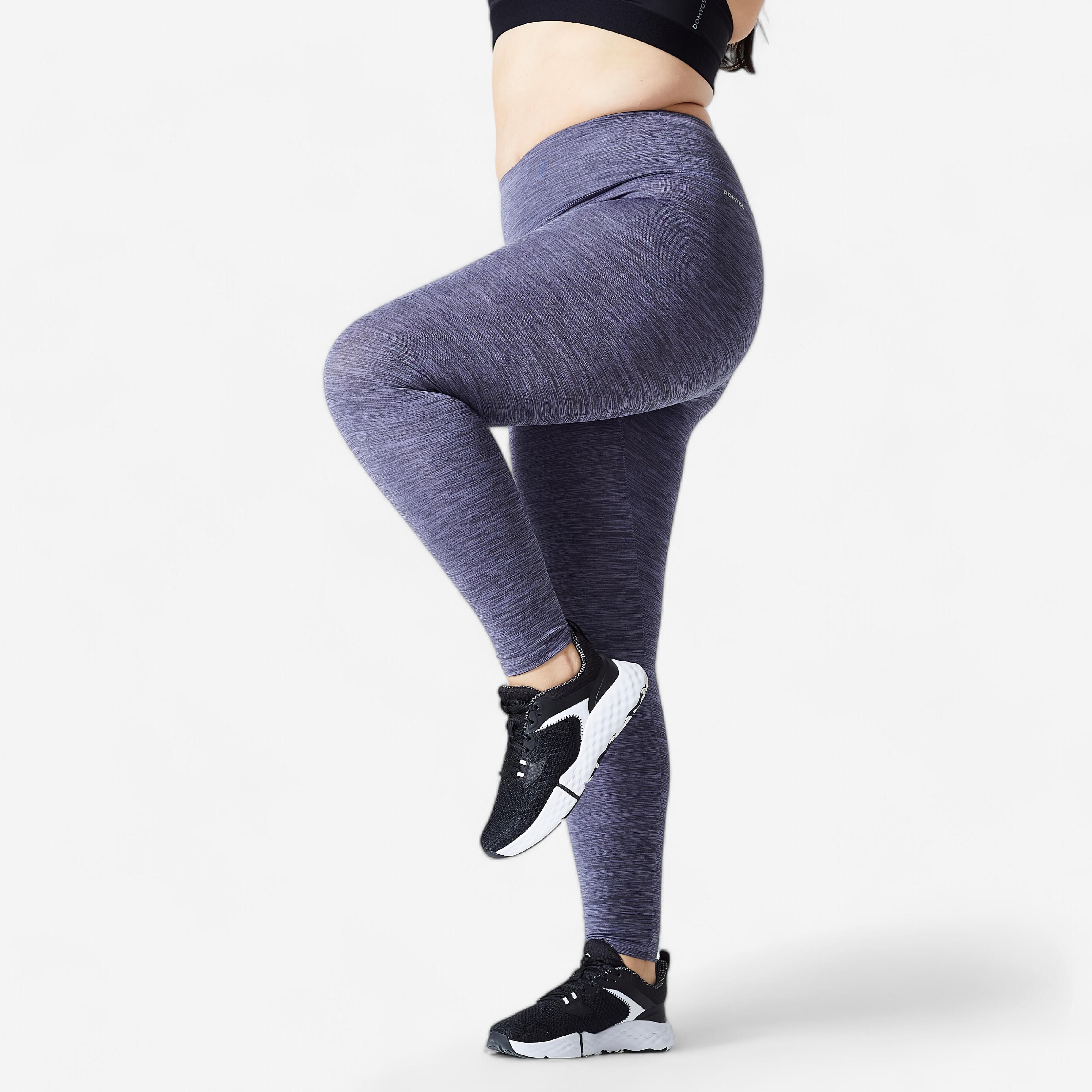 Women's high-waisted Fitness Cardio leggings Violet Chiné