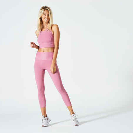 Women's Cropped Shaping High-Waisted Fitness Cardio Leggings - Pink