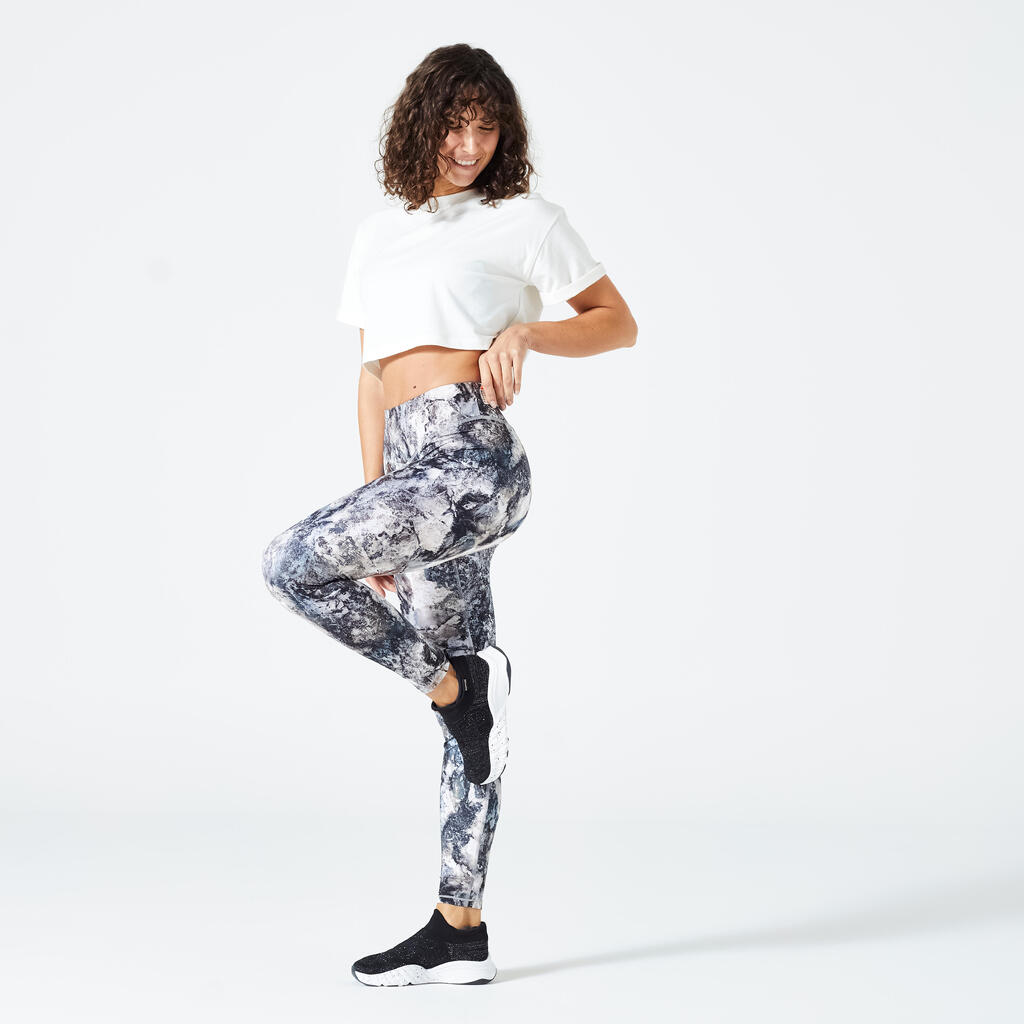 Sportleggings Damen mit hohem Taillenbund - bedruckt