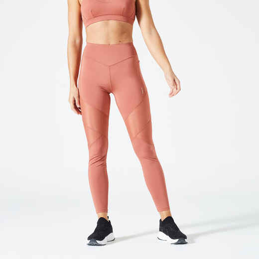 
      Women's Cardio Fitness High-Waisted Bimaterial Leggings - Terracotta
  