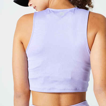 Camiseta Fitness tirantes crop top Mujer Domyos 100 violeta